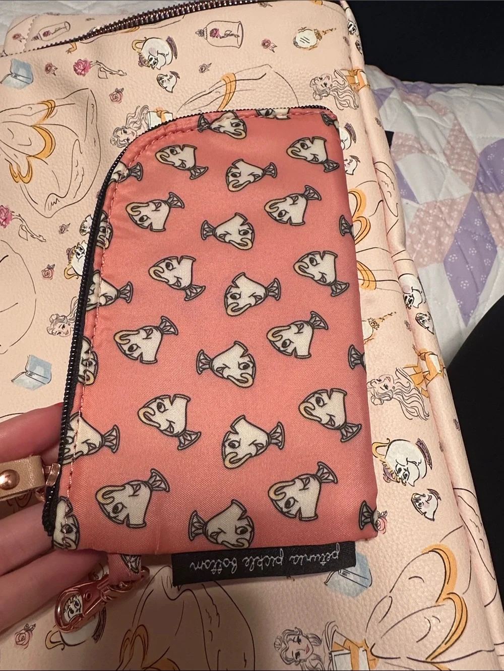Belle Patterned Diaper Bag - Pink & Gold Accent